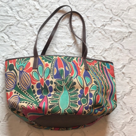 Neiman Marcus Handbags - NWOT Neiman Marcus multi color straw tote vgn lthr